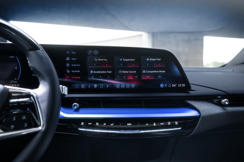 The 2026 OPTIQ-V Display Screen Displaying the V-Mode Settings | Casa Cadillac of Prescott in PRESCOTT AZ